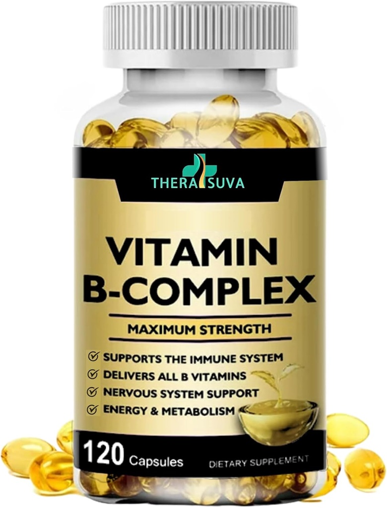 B- Vitamini + CoQ10 + Vitamin C - Enerji için Max Strength Supplement, Metabolism Desteği, 120 Softgels, 60 Day Supply Supply