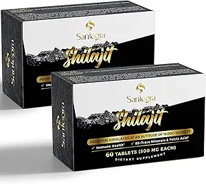 30.000 MG Shilajit Tabletleri, Kadınlar ve Erkekler için %100 Shilajit Saf Tabletler, Himalaya Organik, Fulvic Acid & 85+ Trace Mineraller, Enerji ve Immune Sistemi için Tamam, 120 Konts