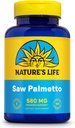 Nature's Life Saw Palmetto for Men 580mg - Geleneksel Prostate Supplement - Men's Health, Prostate and Urinary Tract Support w/Beta Sitosterol Plant Sterols, 60-Day Garanti, 100 Serv, 100 Capsules