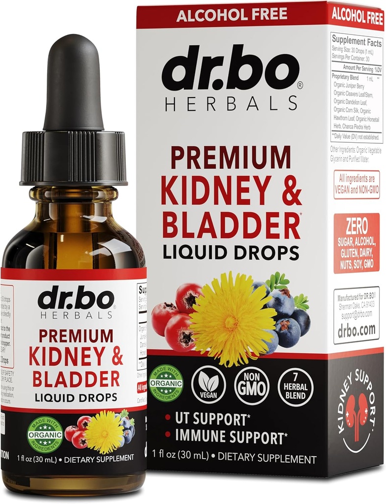 Kidney Support Supplement Bladder Health - Organik Renal Cleanse Supplements Drops Juniper Berry Cleavers Dandelion - Renal Kidney Cleanse Detox Urinary Tract Herbal Bladder Support Flush Kidneys 1oz