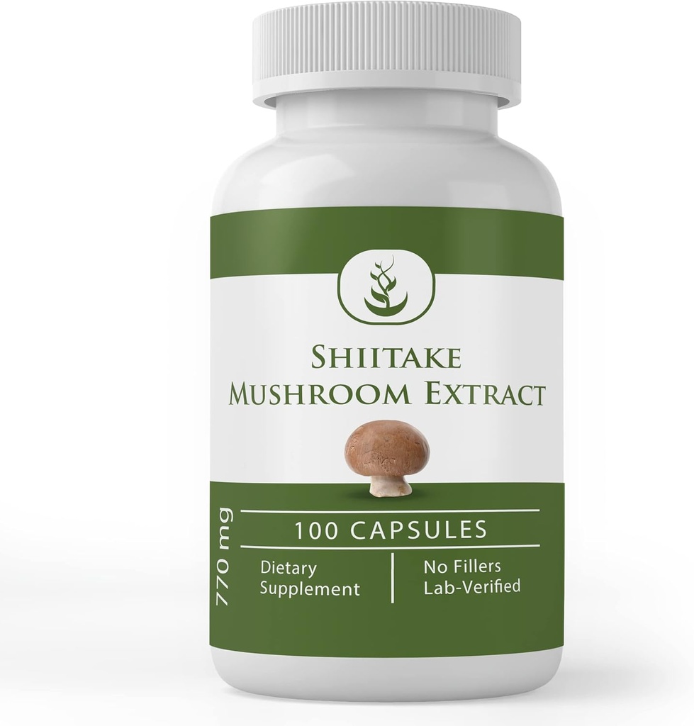 Pure Original Materialss Shiitake Mushroom Extract (100 Capsules) Her zaman Pure, Nomixs Or Fillers, Lab Onaylandı