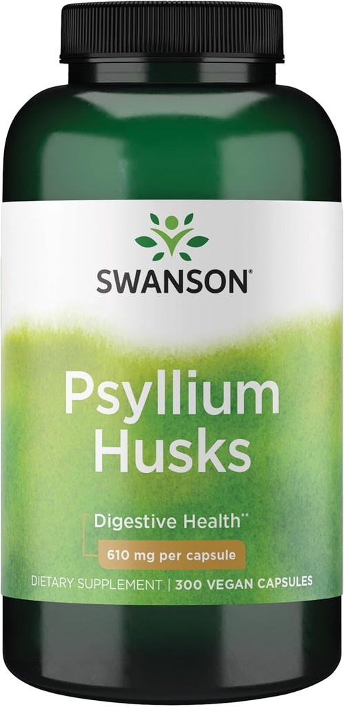 Swanson Psyllium Husk Diyetsel Fiber Supplement 610 mg 300 Capsules
