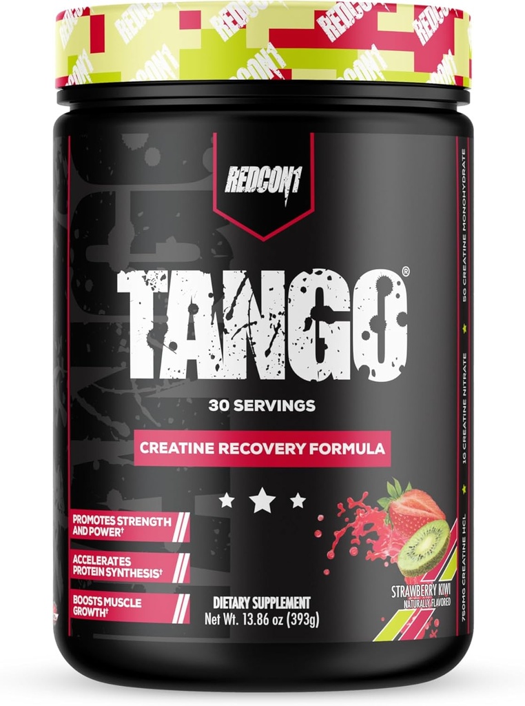REDCON1 Tango Kreatine Toz, Strawberry Kiwi - Sugar Free + Keto Friendlyt Kre Endurance & Strength (30 hizmet)