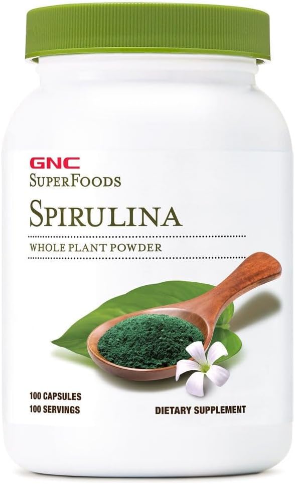 GNC SuperFoods Spirulina Whole Plant Toz Capsules, 100 Capsules, 100 Hizmet