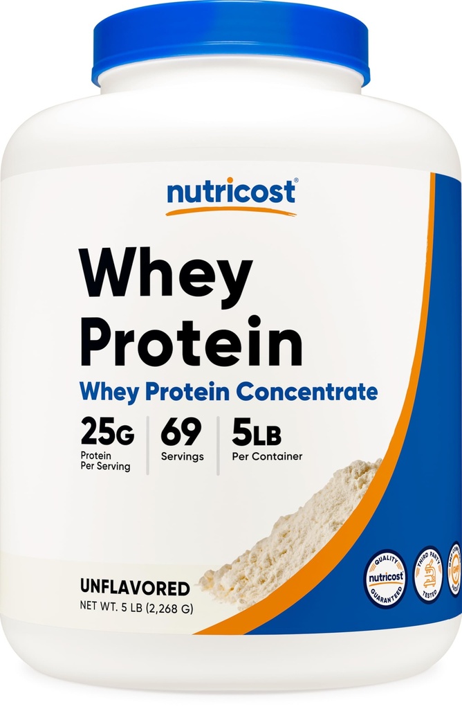 Nutricost Whey Protein Powder, Unflavored, 5 pounds - from Whey Protein Concentrate