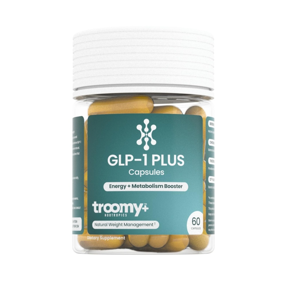 Troomy GLP-1 Supplement for Women and Men - Achieve Weight & Fitness Goals - Berberine, Chromium & L-Theanine - Formulated to Support GLP-1 Pathways - 60 Capsules