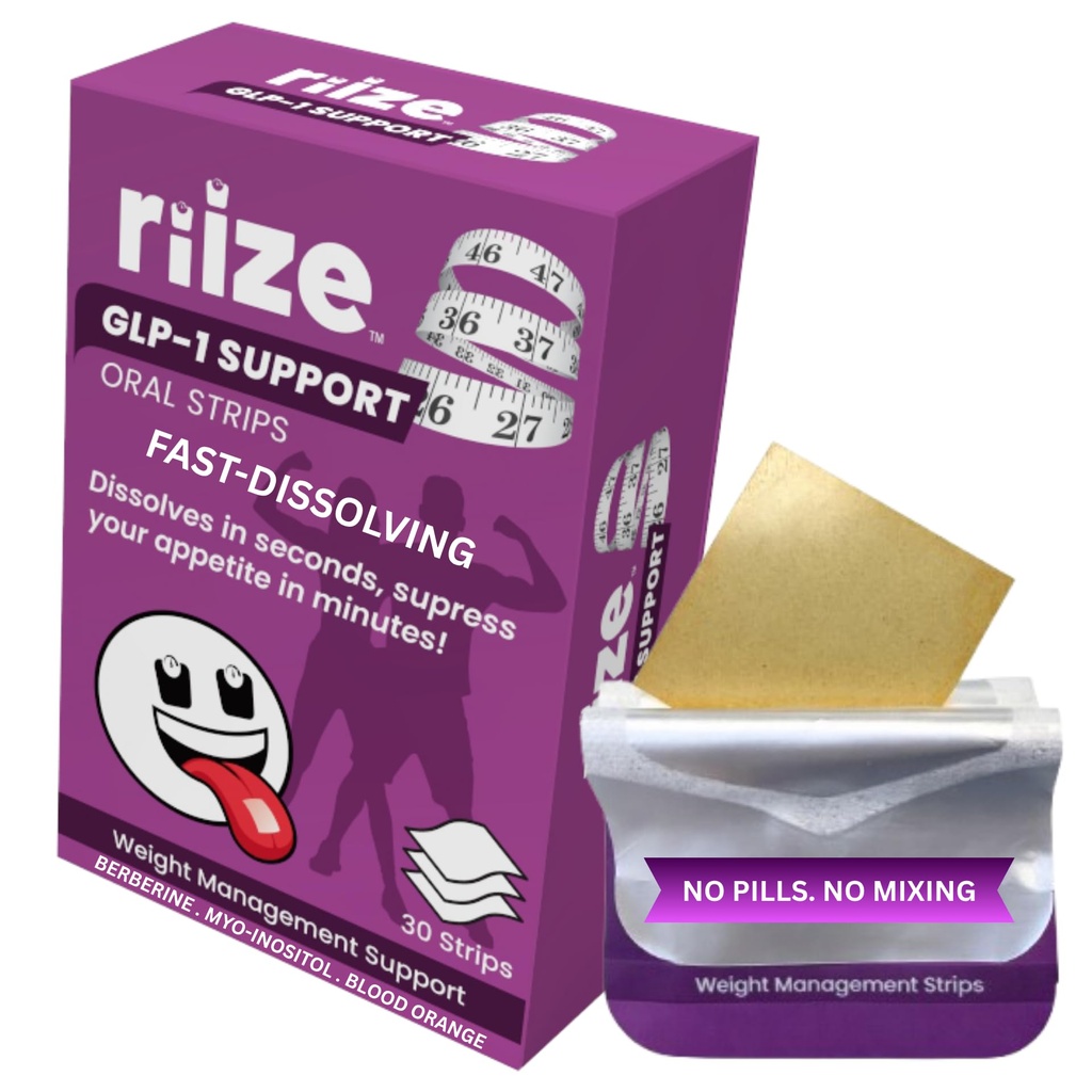 Riize GLP-1 Support Strips for Weight Management and Appetite Control - Fast-Dissolving Oral Strips with Berberine, Myo-Inositol & Blood Orange Extract - 1 Month Supply - 30 Count