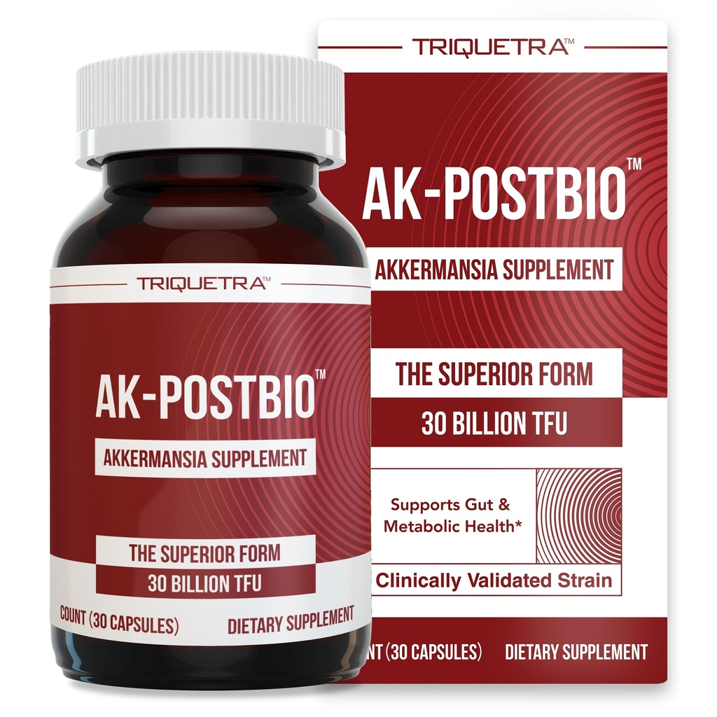 AK-Postbio: Akkermansia Probiotic 30 Billion TFU - Max Strength, Clinically Validated Dose & Patented Strain - Superior Pasteurized Form, Highest Absorption, Delivery - GLP-1 Probiotic - 30 Servings