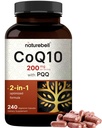 NatureBell CoQ10 200 mg with PQ, 240 Veggie Capsules | Stable High Aborps Form – Antioksit ve Enerji Sağlığı – Ekstra Güç Coenzyme Q10 Supplement