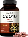 NatureBell CoQ10 200 mg with PQ, 240 Veggie Capsules | Stable High Aborps Form – Antioksit ve Enerji Sağlığı – Ekstra Güç Coenzyme Q10 Supplement