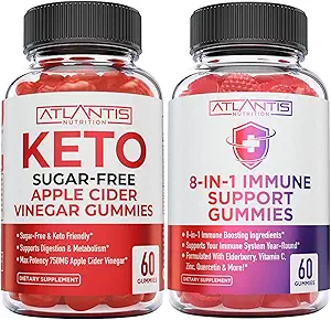 Atlantis Beslenme 8-in-1 Immune Support 60 Gummies + Sugar Free Keto Apple Cider Vinegar 60 Gummies