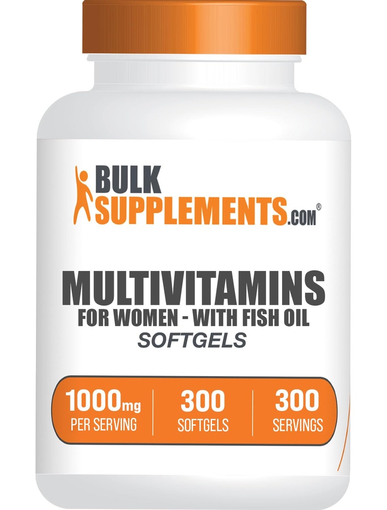 BulkSupplements.com Multivitamin for Women Softgels - Women's Multivitamin with Iron, Multimineral Supplement, with Fish Oil - Gluten Free, 1 Softgel per Service, 300 Count (Pack of 1)