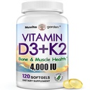 4000 IU Vitamin D3 and 200mcg K2 Supplements with Maximum Bioavailability - Supports Bone, Calcium Balance, Immunity & Mood - 120 Capsules