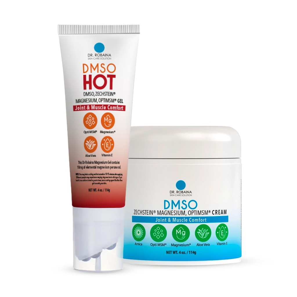 DMSO HOT Essentials Bundle – 99.9% Pure Pharmaceutical Grade DMSO | Warming Roll-On & Hydrating Cream | Fast-Absorbing & Non-Greasy Formula | Made in USA