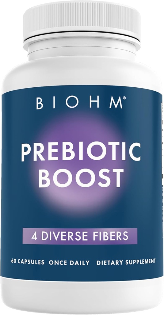 BIOHM Prebiyotik Fiber Supplement (60 Capsules) 4 Diverse Diyetsel Fibers Probiyotik Çevreyi Desteklemek için, Gut Health ve Immune System, Inulin & Apple Pectin Tozları içerir