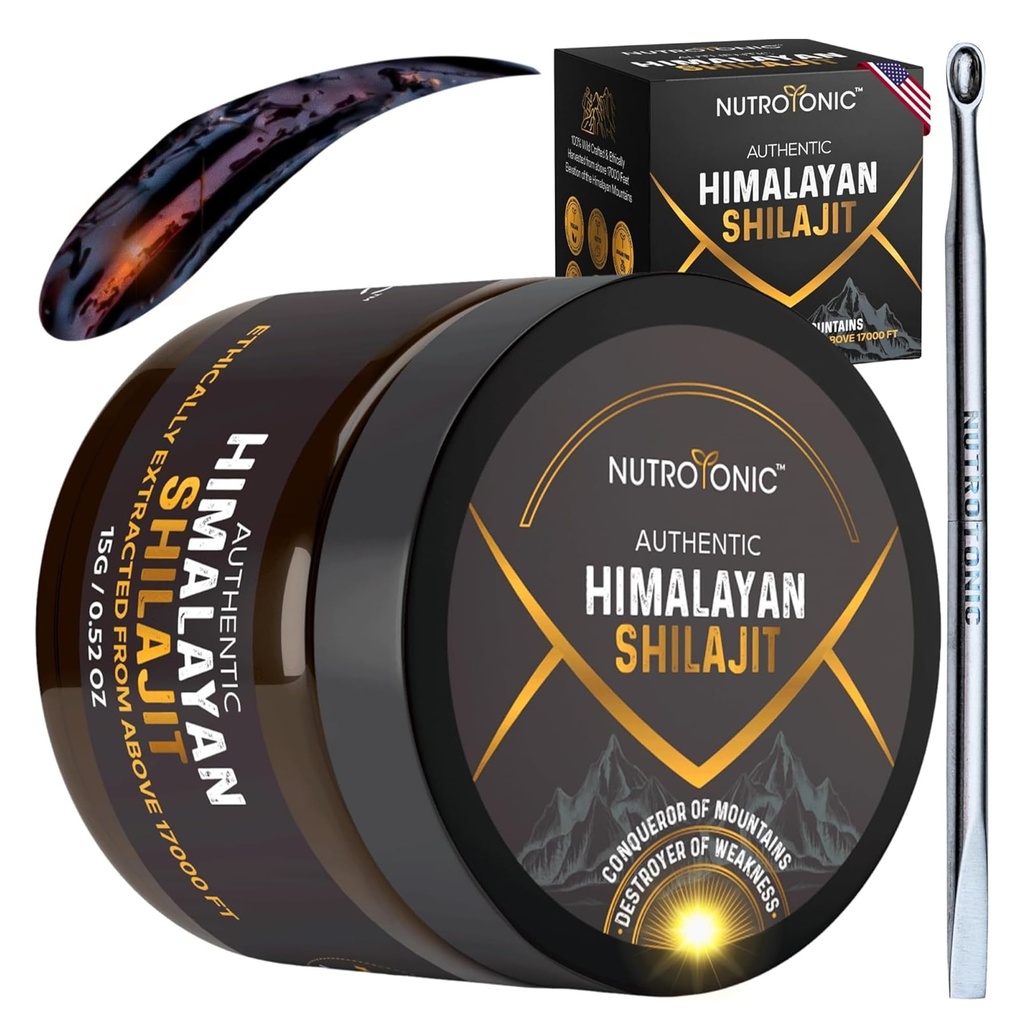 NutroTonic® Authentic Himalayan SHILAJIT® | 60 Gün Güneş Kuru Organik En Potent Premium Operasyon | Laboratuvar Güvenlik için Test Edildi | Fulvic Acid Kaynağı% 99 & Humic Acid +1% 0.0