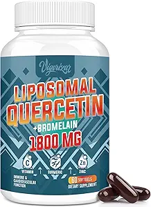 Liposomal Quercetin Phytosome, Quercetin with Bromelain, çinko & Vitamin C, Bioaktif Phytosome Kompleksi, 20X Yüksek Abpsiyon - 60 Softgels