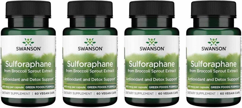 Swanson Sulforaphane - Broccoli Sprout Extract Supporting Cellular, GI Tract ve Liver Health - Natural Supplement Standardized to 0.4% Sulforaphane - (60 Veggie Capsules, 400 Find)