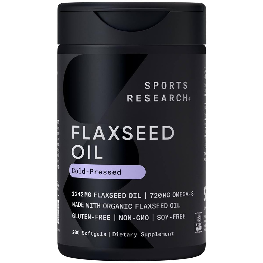 Spor Araştırması Flaxseed Oil Softgels 1242mg - Plant Based Omega 3 Supplement for Women & Men - Non-GMO Doğrulanmış, Soy & Gluten Free (200) Count & Gluten Free (200) Count