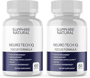 Official... 2 Pack Neuro Tech IQ Brain Supplement - Neurotech Iq Focus Formula Enhancement Pills (120 Capsules)