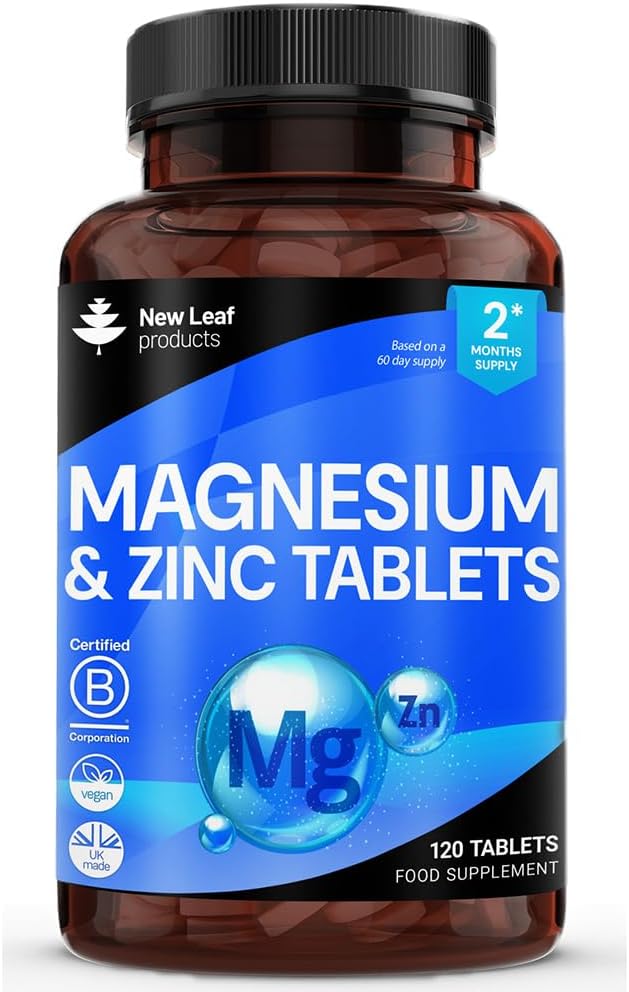 Magnezyum Supplement 500 mg Magnezyum ve çinko Supplement - Yüksek Absorbency & Çinko - Kas Bones & Sağlıklı Immune Function - Vegan, Non-GMO, Gluten-Free - 120 Easy to Swallow Tablets