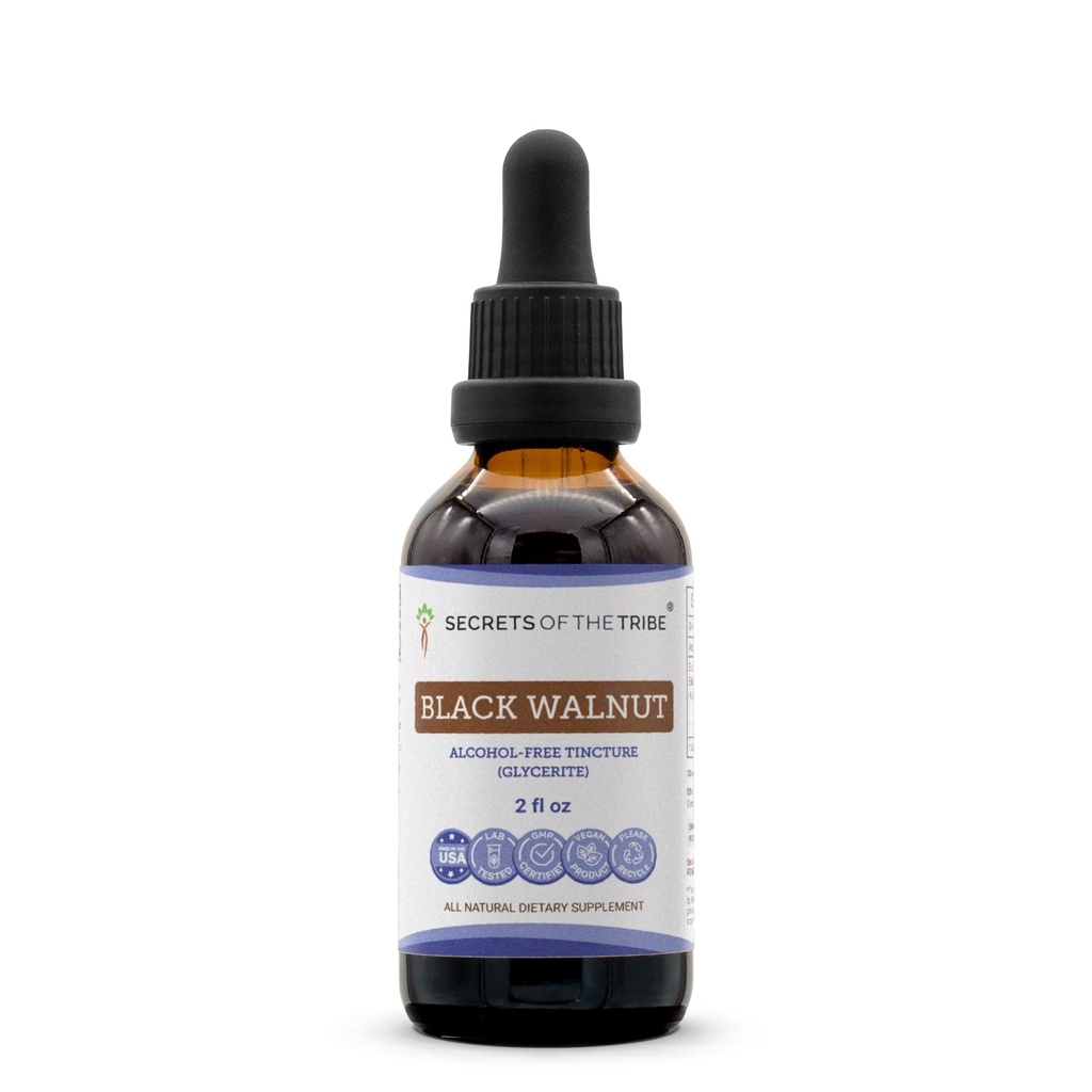 Secrets of the Tribe Black Walnut Tincture Alcohol-Free Liquid Extract, Black Walnut (Juglans Nigra) Dried Hull (2 FL OZ)
