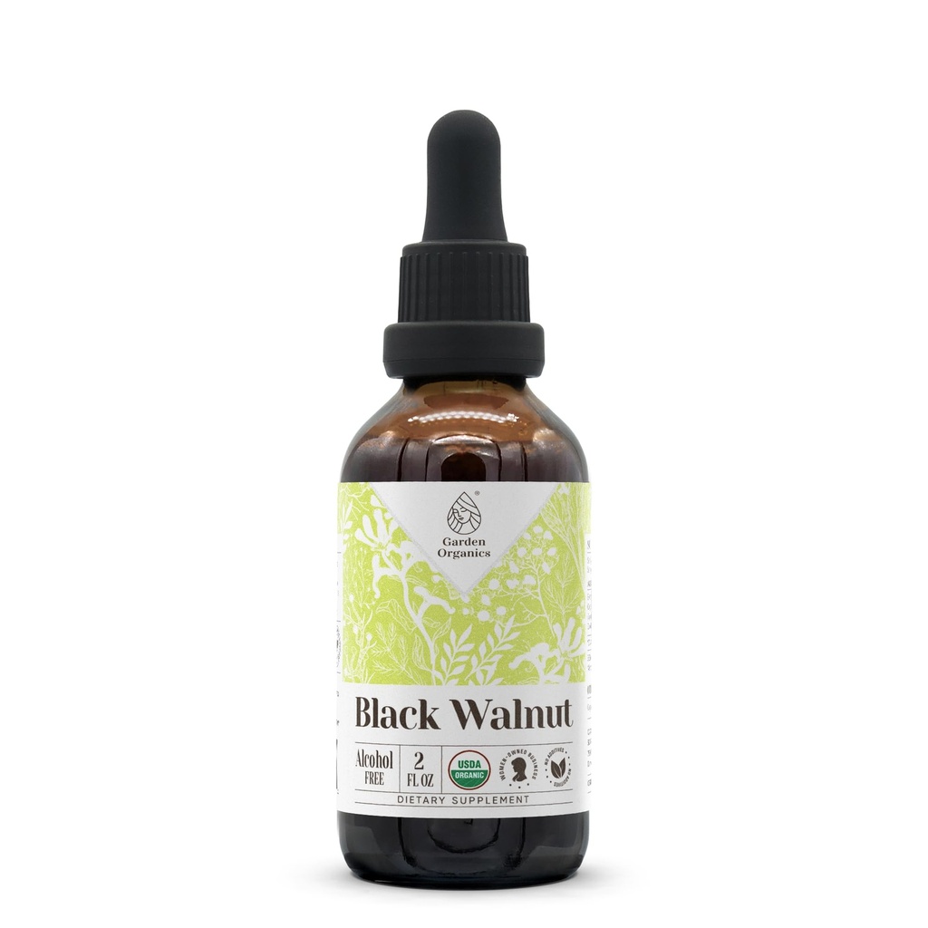 Black Walnut USDA Organic Alcohol-Free Extract | Dietary Supplement, High-Potency Tincture | Natural Certified Organic Black Walnut (Juglans Nigra) Dried Hull (2 oz)