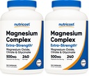 Nutricost Magnesium Complex Extra Strength 500mg, 240 Capsules - Magnesium Oxide, Citrate, and Glycinate - Gluten Free and Non-GMO (Pack of 2)