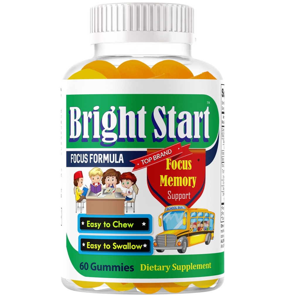 BrightStart Focus Gummies for Kids & Teens – Kids Focus and Attention Supplements with Omega 3 DHA, Brain Support Supplement for Teens, Kids Omega 3 Gummies, Daily Children’s Focus Gummy, 60 Ct