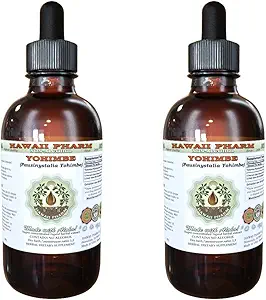 Hawaii Pharm Yohimbe Alcohol-Free Liquid Extract, Yohimbe Liquid (Pausinystalia Yohimbe) Dried Bark Glycerite Natural Herbal Supplement, USA 2x2 fl.oz
