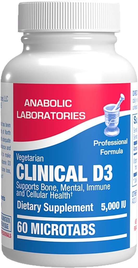 Υψηλής αντοχής Βιταμίνη D3 5000 IU - Clinical Formula Vitamin D συμπλήρωμα για άνδρες και γυναίκες για τα δόντια των οστών Μυική διάθεση και ανοσοποιητική υποστήριξη - Υψηλής απορρόφησης χορτοφαγικές μικροταμπίνες (60 Ημέρα προσφοράς)