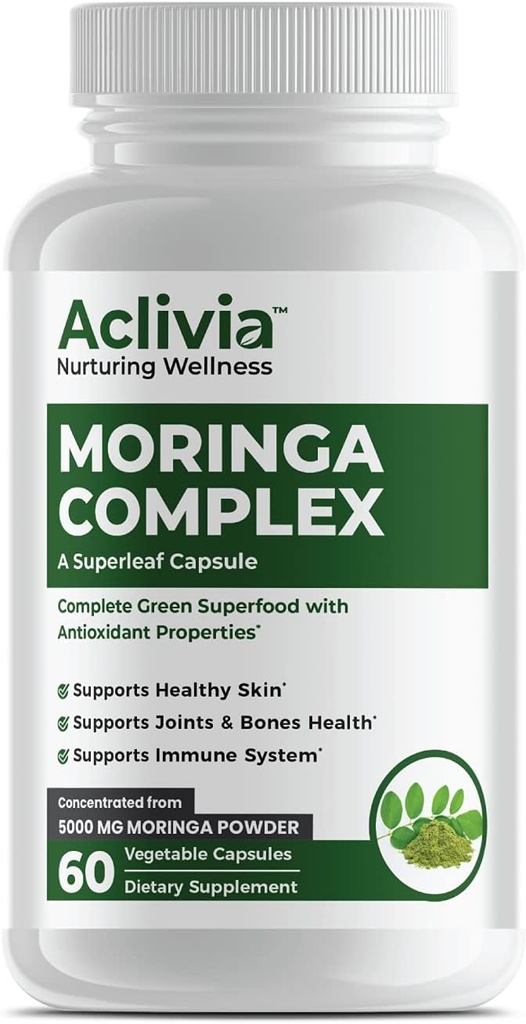 Moringa Kompleksi - En Güçlü Moringa Oleifera Leaf & Seed Supplement - Superfood Capsules with Antioxy Properties - 5000 mg - 60 Capsules