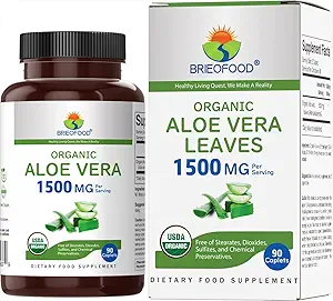 Brieofood Organic Aloe Vera 1500mg, 45 μερίδες, χορτοφαγικά, χωρίς γλουτένη, 90 χορτοφαγικά δισκία