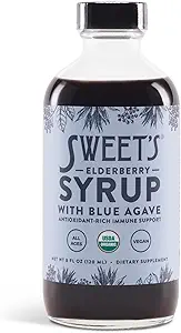 Elderberry Syrup with Blue Agave | Immune Support | USDA Organic Certified | Non-GMO | Vegan | Gluten-Free (8 oz)