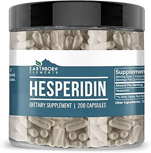 Earthborn Elements Hesperidin 200 Capsules, Pure & Undiled, No Wordss