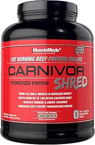 KasMeds Carnivor Shred Fat Yanan Hydrolized Beef Protein Isolate, 0 Lactose, 0 Sugar, 0 Fat, Chocolate, 4.35 lbs