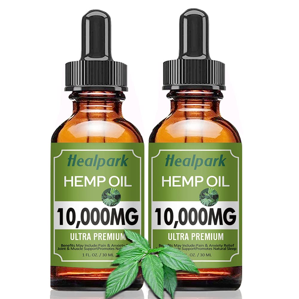 (2 Pack 10000mg) Hemp Oil - Natural Hemp Seed Extract Hemp Drops Rich in Vitamin & Omega 3 6 9