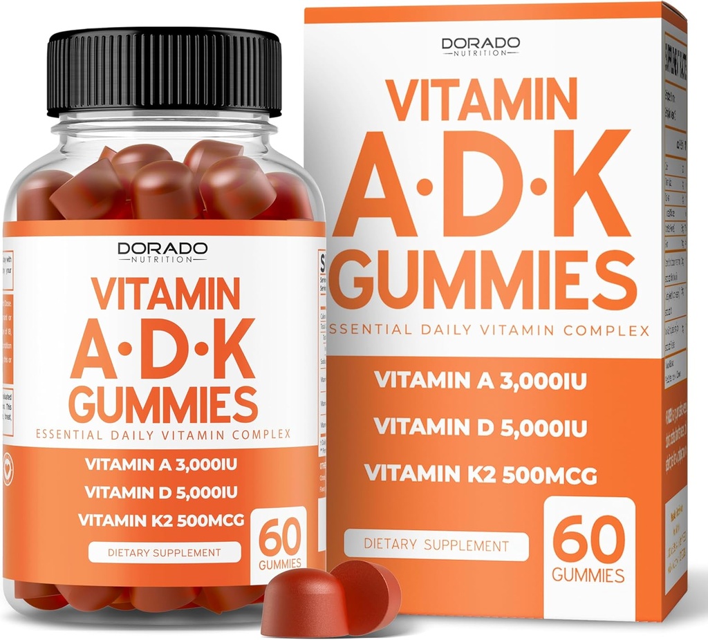 ADK Gummies Vitamin D3 K2 (60 Sugar Free Gummies) Vitamin D3 K2 10000iu / 5000iu - Tamam D & K - 10 Vegan Supplement - Delicious Raspberry Flavor - Non GMO & USA Made - 60 Count