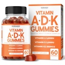 ADK Gummies Vitamin D3 K2 (60 Sugar Free Gummies) Vitamin D3 K2 10000iu / 5000iu - Tamam D & K - 10 Vegan Supplement - Delicious Raspberry Flavor - Non GMO & USA Made - 60 Count