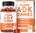 ADK Gummies Vitamin D3 K2 (60 Sugar Free Gummies) Vitamin D3 K2 10000iu / 5000iu - Tamam D & K - 10 Vegan Supplement - Delicious Raspberry Flavor - Non GMO & USA Made - 60 Count