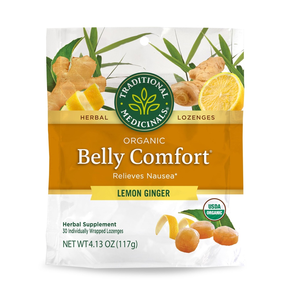 Geleneksel Medicinals, Organik Belly Comfort Lozenges Lemon Ginger, Relieves Nausea, 30 Bireysel olarak Lozenges
