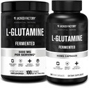 Jacked Factory L-Glutamine Toz 100 Hizmet ve L-Glutamine Capsules 500 mg (240 Capsules) Post Workout Muscle Recovery, Immunity, Digestive Health