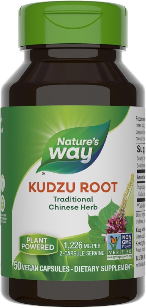 Nature's Way Kudzu Root, 1,226 mg per 2Capsule Service, Non-GMO Project TY 50 Vegan Capsules (Pazar May Vary)