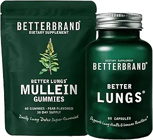Betterbrand Better Lungs Health Pack - BetterLungs & Mullein Gummies - Ολοκληρωμένο πακέτο αναπνευστικής ευεξίας: BetterLungs & Mullein Gummies - 30 Ημέρα προσφοράς