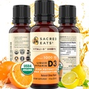 Çocuklar ve Yetişkinler için Organik Sıvı Vitamin D Drops, Sugar Free. Easy to Use 1.000 IU/Drop in Coconut MCT Oil. LastsAy, Best for High Doses. Max Abxia VIT D3 Supplement. Great Taste (Citrus)