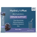 Hydralyte Electrolytes Plus Ανοσία, Elderberry - Χαμηλή ζάχαρη ταχείας ενυδάτωσης σκόνη - Ελαφρώς αφρώδη ηλεκτρολυτικά πακέτα σκόνης με 1000mg βιταμίνη C και 300 mg Elderberry (8oz Serve, 20 Count)