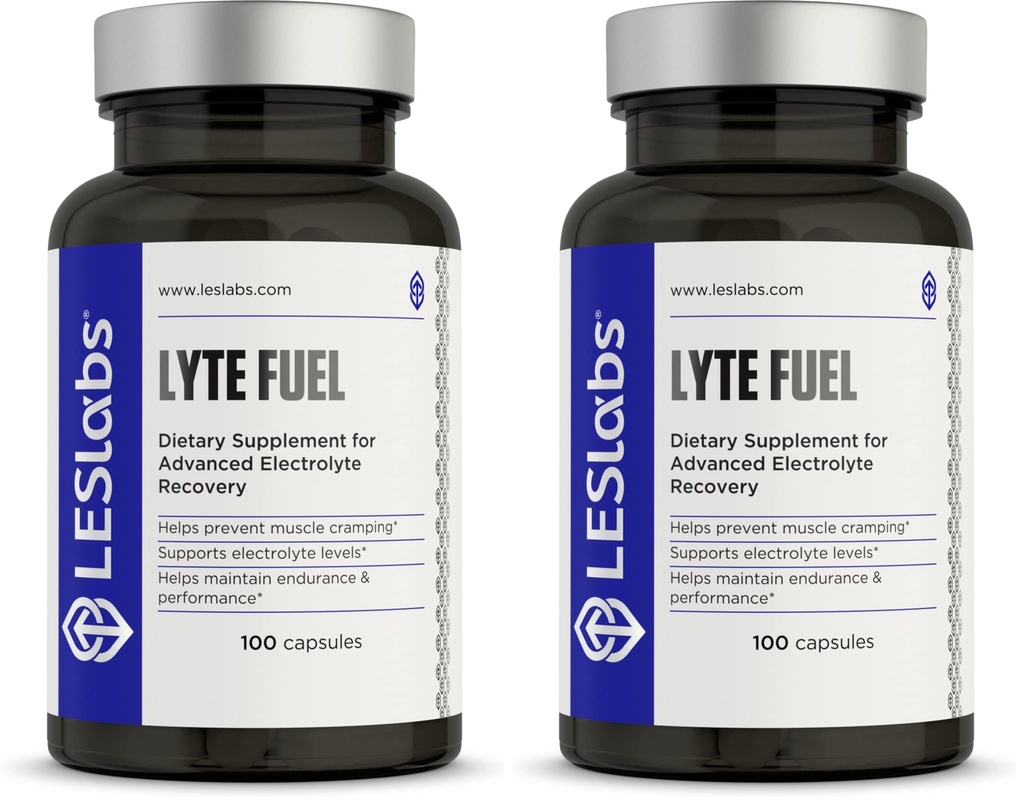 LES Labs Lyte Fuel – Electrolyte Replacement, Endurance, Performance, Muscle Cramping & Keto Support – Magnesium, Zinc, Potassium & Chromium – Non-GMO Supplement – 100 Capsules (Pack of 2)