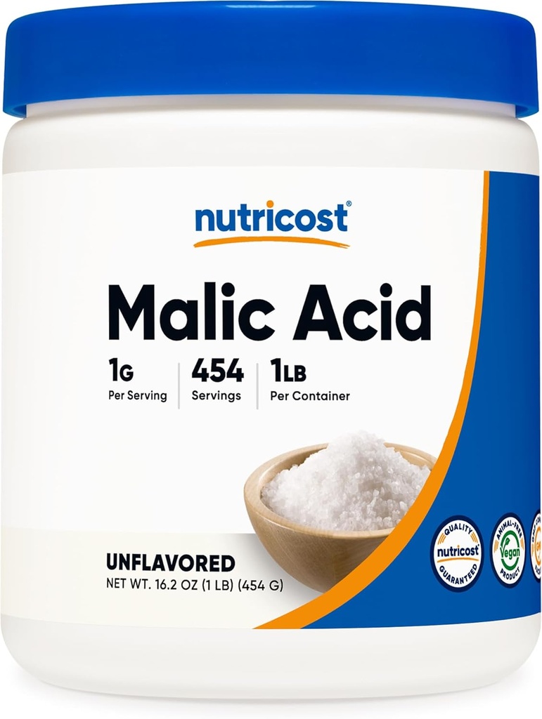 Nutricost Malic Acid Toz 1LB - Gluten Free, Non-GMO (454 Grams)