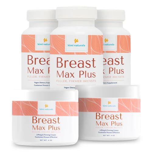 KIMI Naturals Breast Max Plus Bundle - 3 Breast Enhancement Pills and 2 Breast Cream - Firming and Lifting Support, Natural Bust Enlargement for Fuller, Perkier, Curvier Breasts