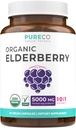 Organic Elderberry Capses - 10:1 Extract Equals 5.000mg Fresh Elderberries (Vegan) for Immune Support, Allergy, Sinus Relief - Sambucus Nigra - Black Elderberry - 30 Caps (No Pills or Gummies)